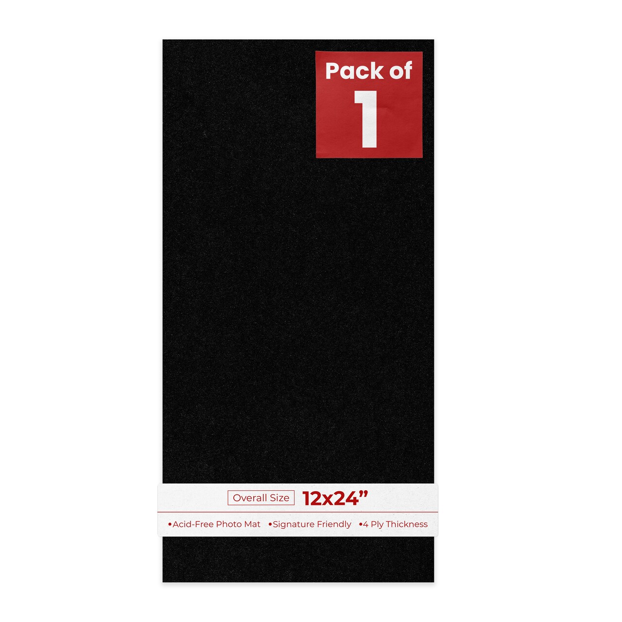 Black with Black Core 12x24 Uncut Mat Board - Blank Sheets, No Opening